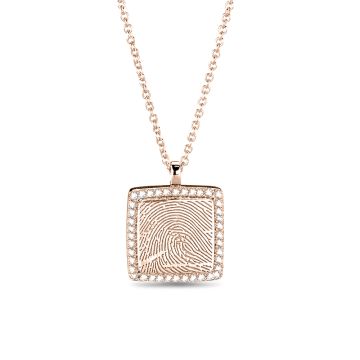 Square Engraving &amp; Ash Gem Pendant
