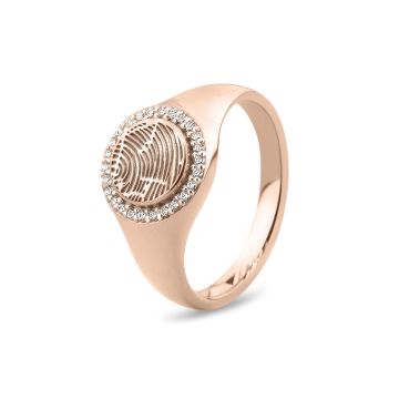 Small Round Signet &amp; Ash Ring