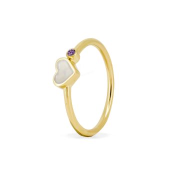 Single Band Heart Birthstone Ring