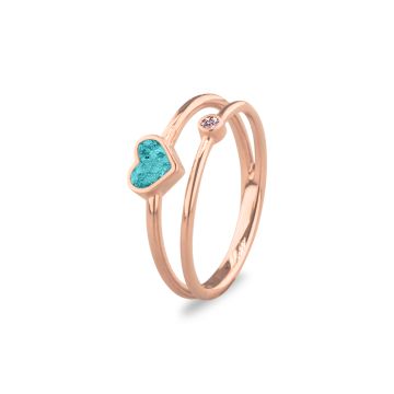 Double Band Heart Birthstone Ring